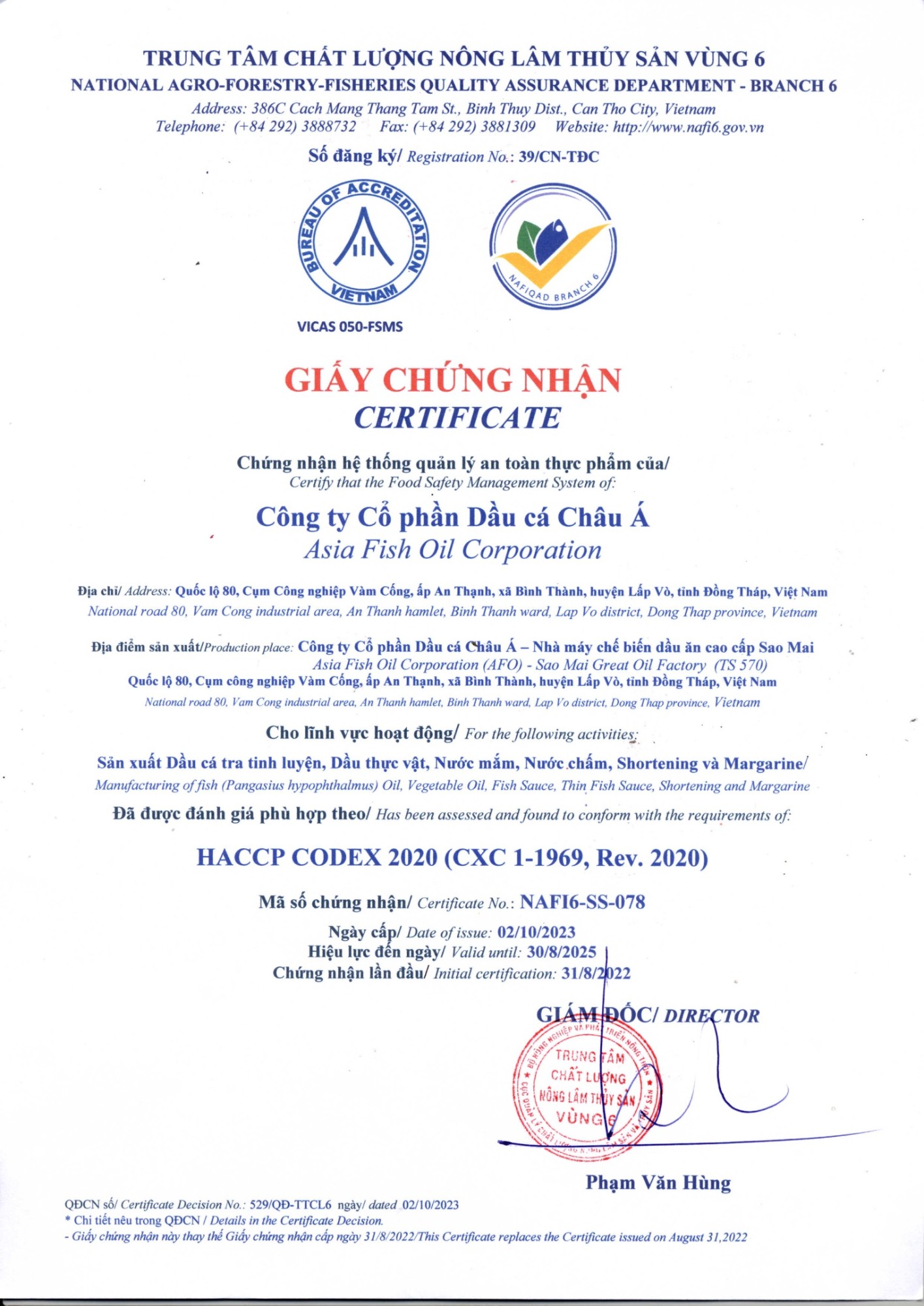 Chứng nhận HACCP